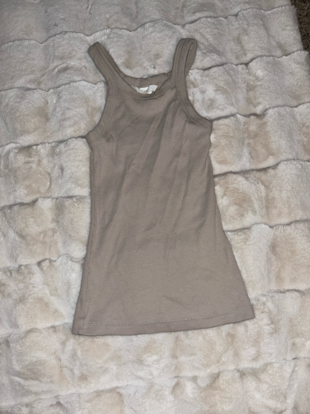H&M Ribbed Tank Top in Taupe Beige